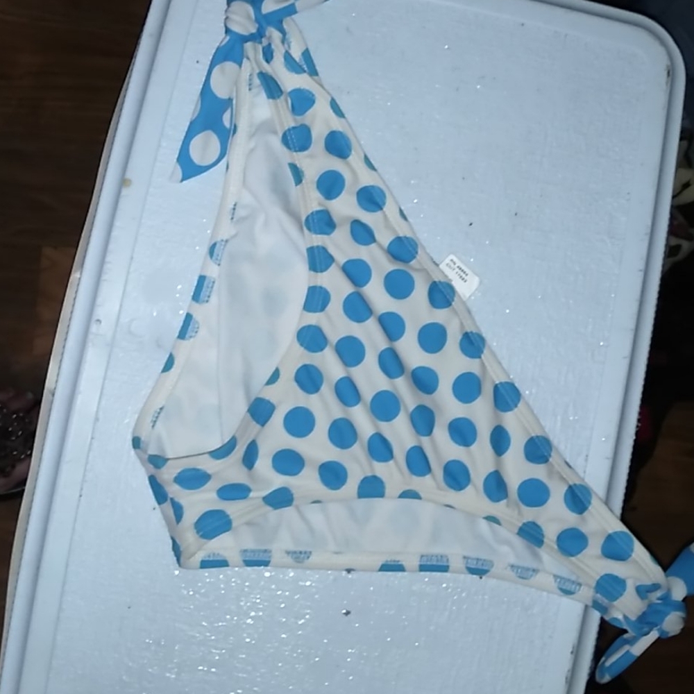 GUESS Bikini Bottom Size Large Blue Polka Dots